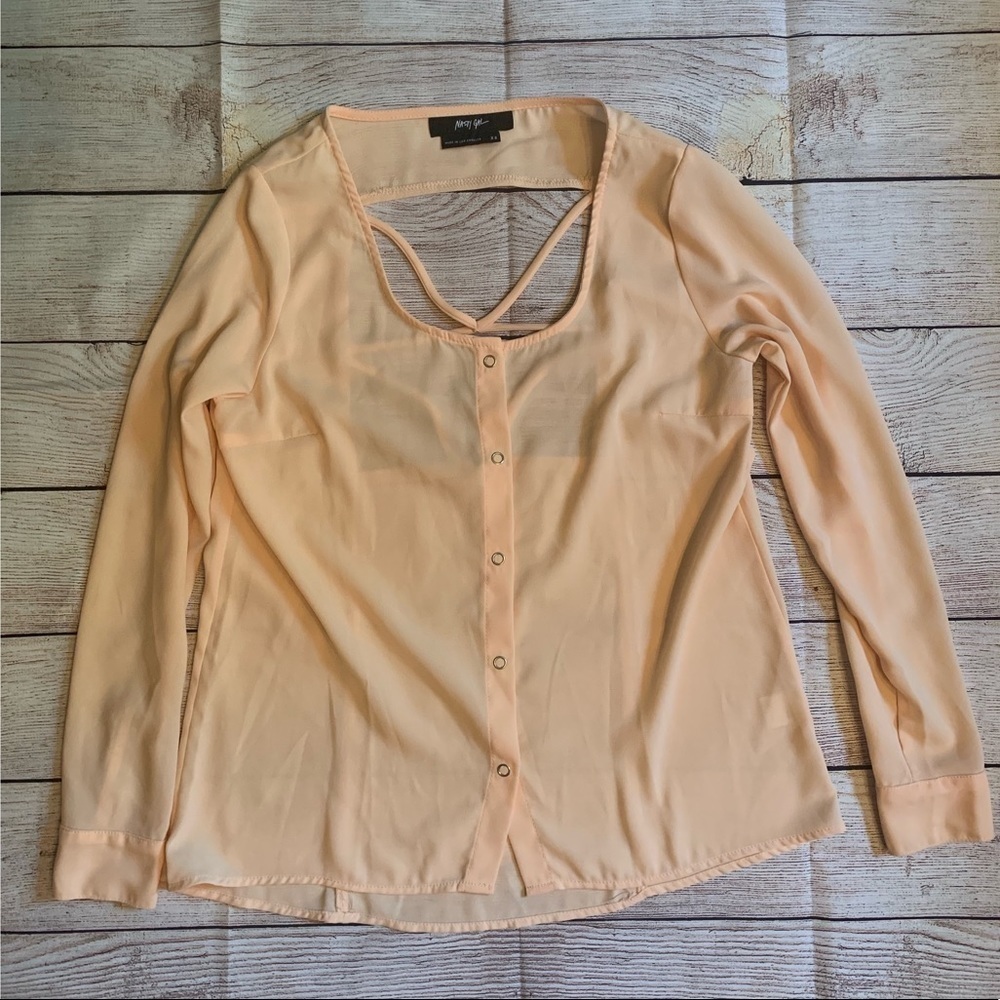 Nasty Gal Nude Pink Open Back Button Top size XS